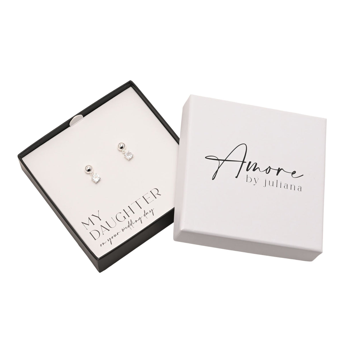 Amore Silver Plated Earrings Crystal - Daughter