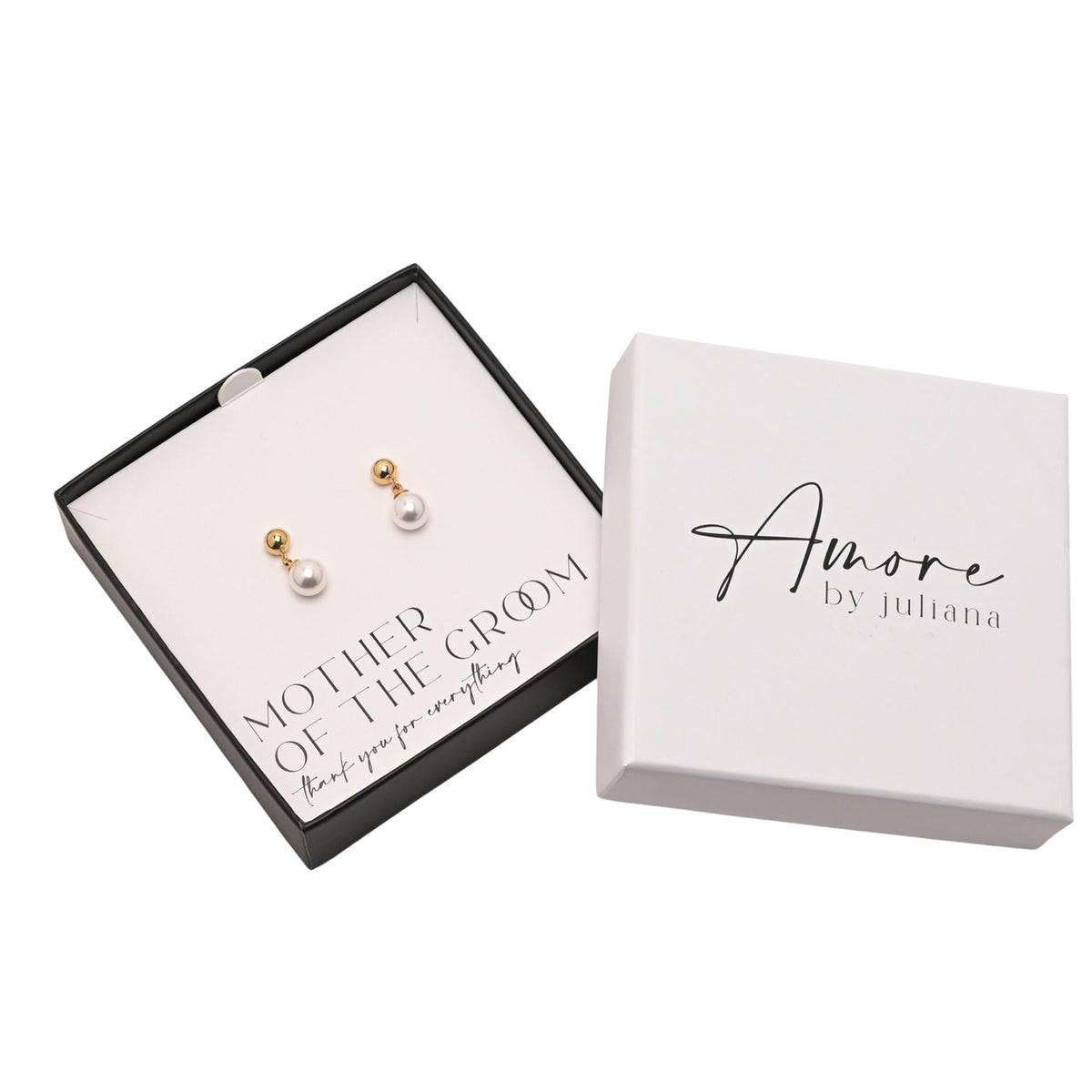 Amore Gold Plated Earrings Faux Pearl - Mother Of The Groom