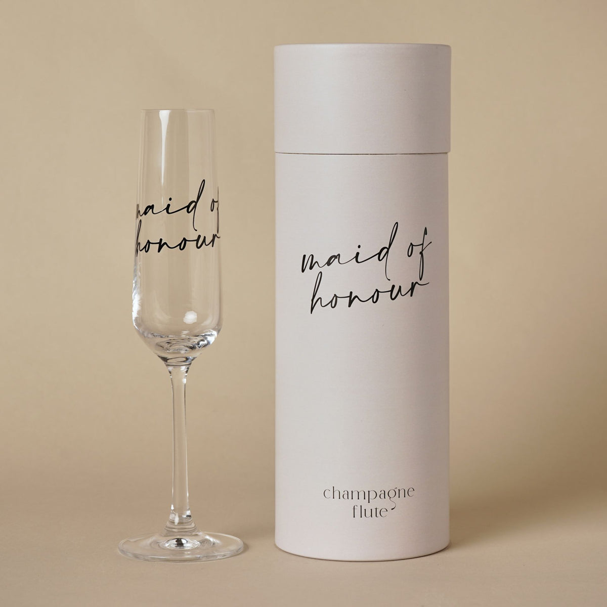 Amore Champagne Flute Black Words - Maid Of Honour