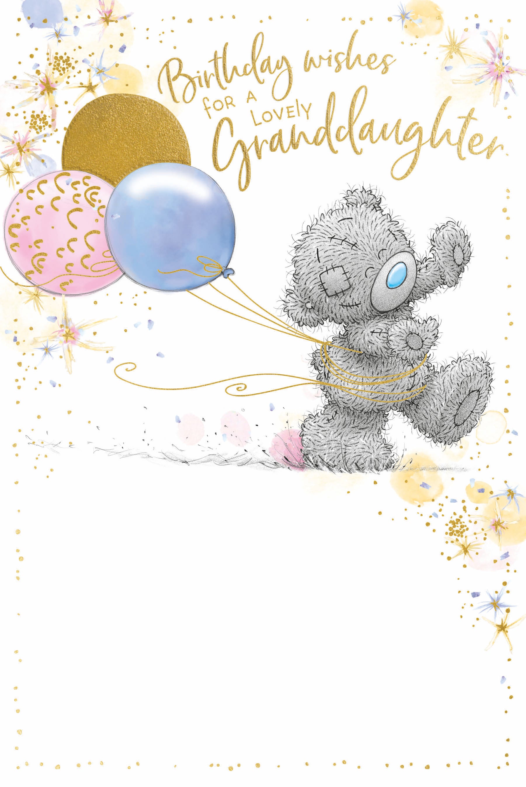 Granddaughter Birthday Card - Bear With Bunch of Baloons