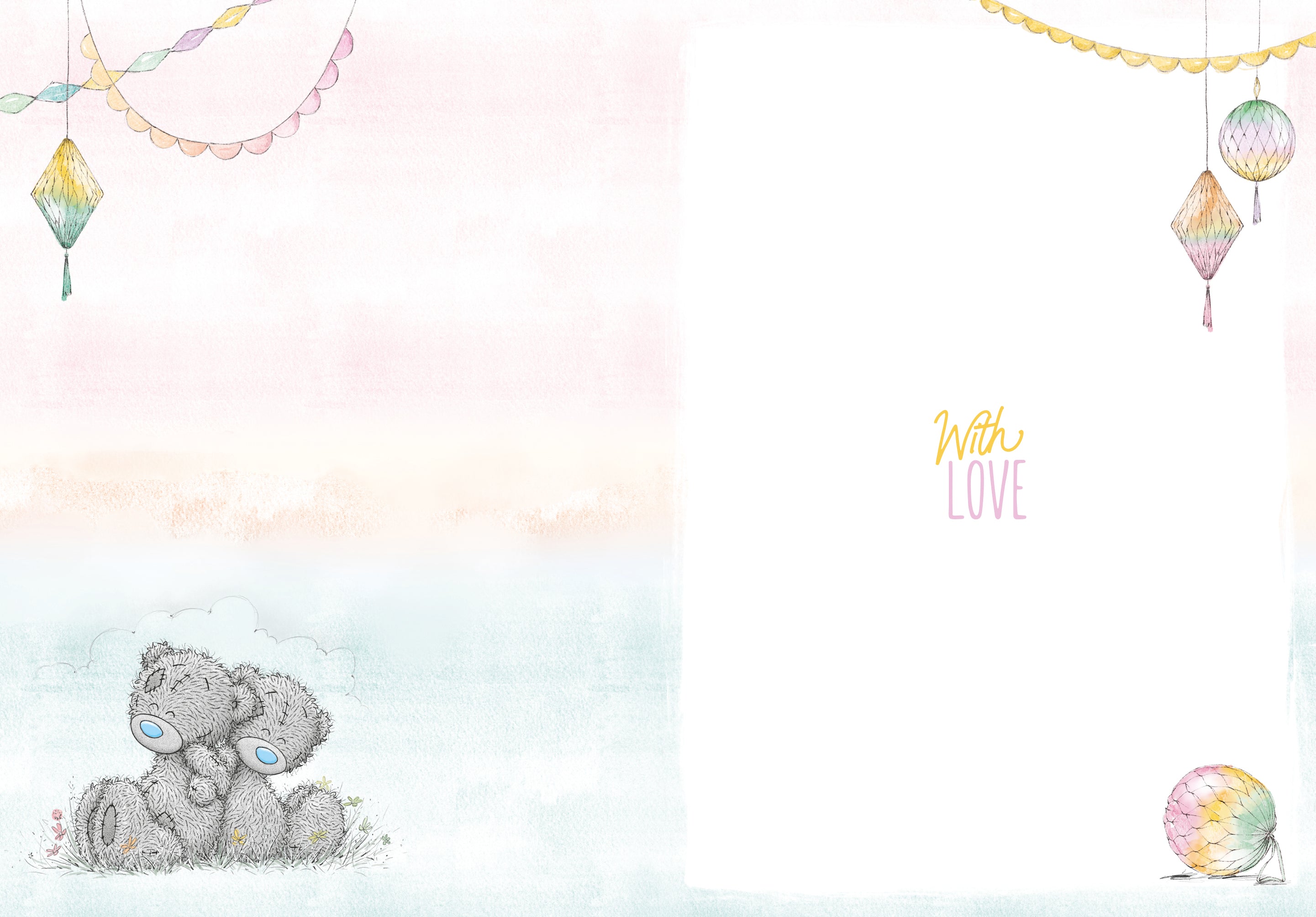 Open Birthday Card - Bear And Balloons