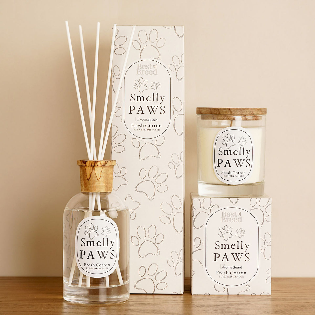 Best of Breed Smelly Paws 260g Candle - Fresh Cotton with Aroma Guard