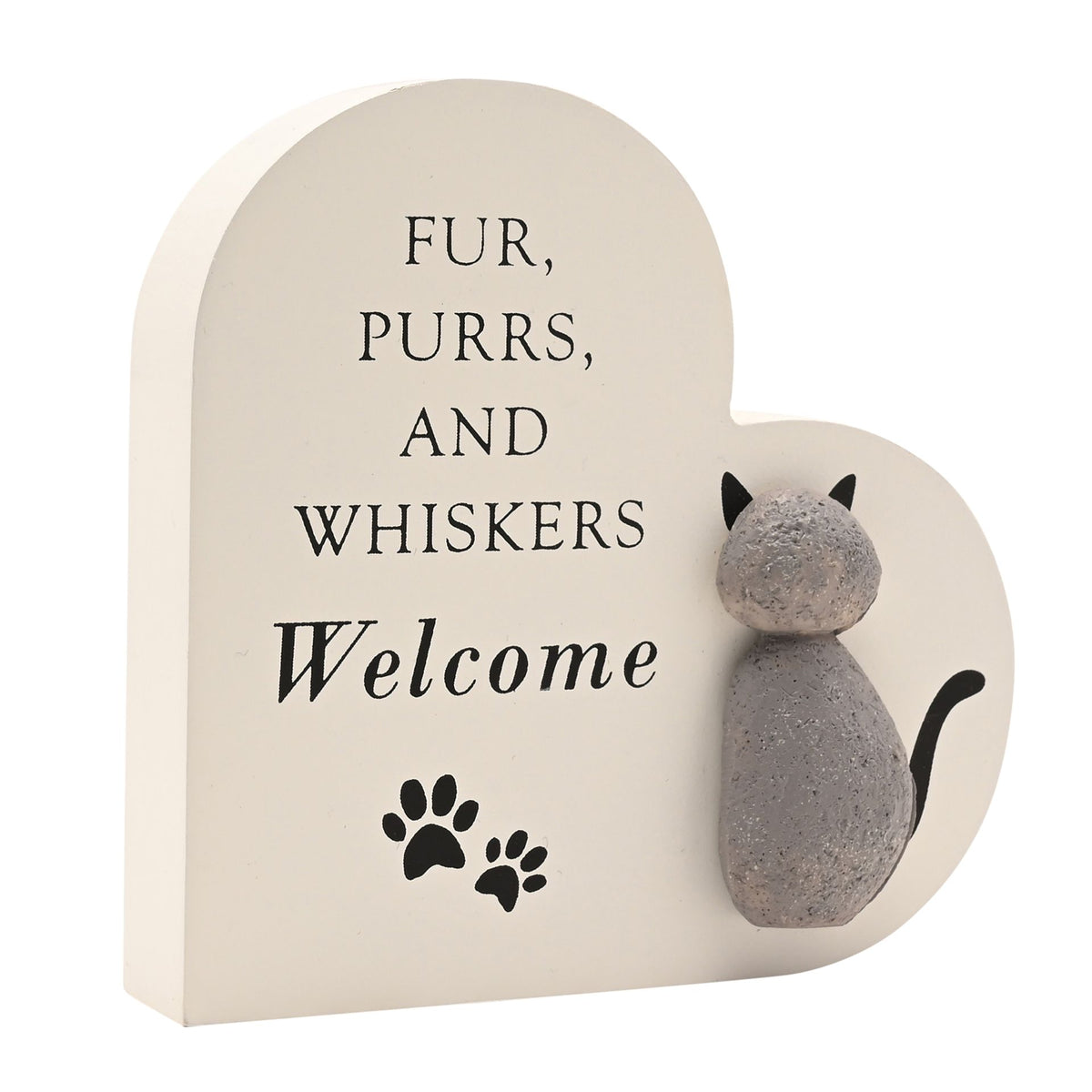 Best of Breed Heart Plaque - "Fur, Purrs and Whiskers Welcome"