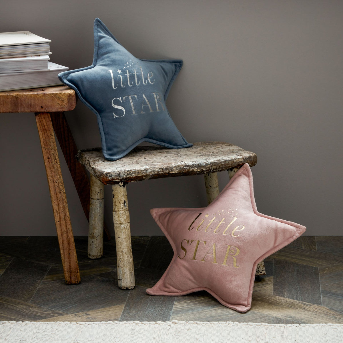 Bambino Little Star Velvet Cushion 30cm Blush