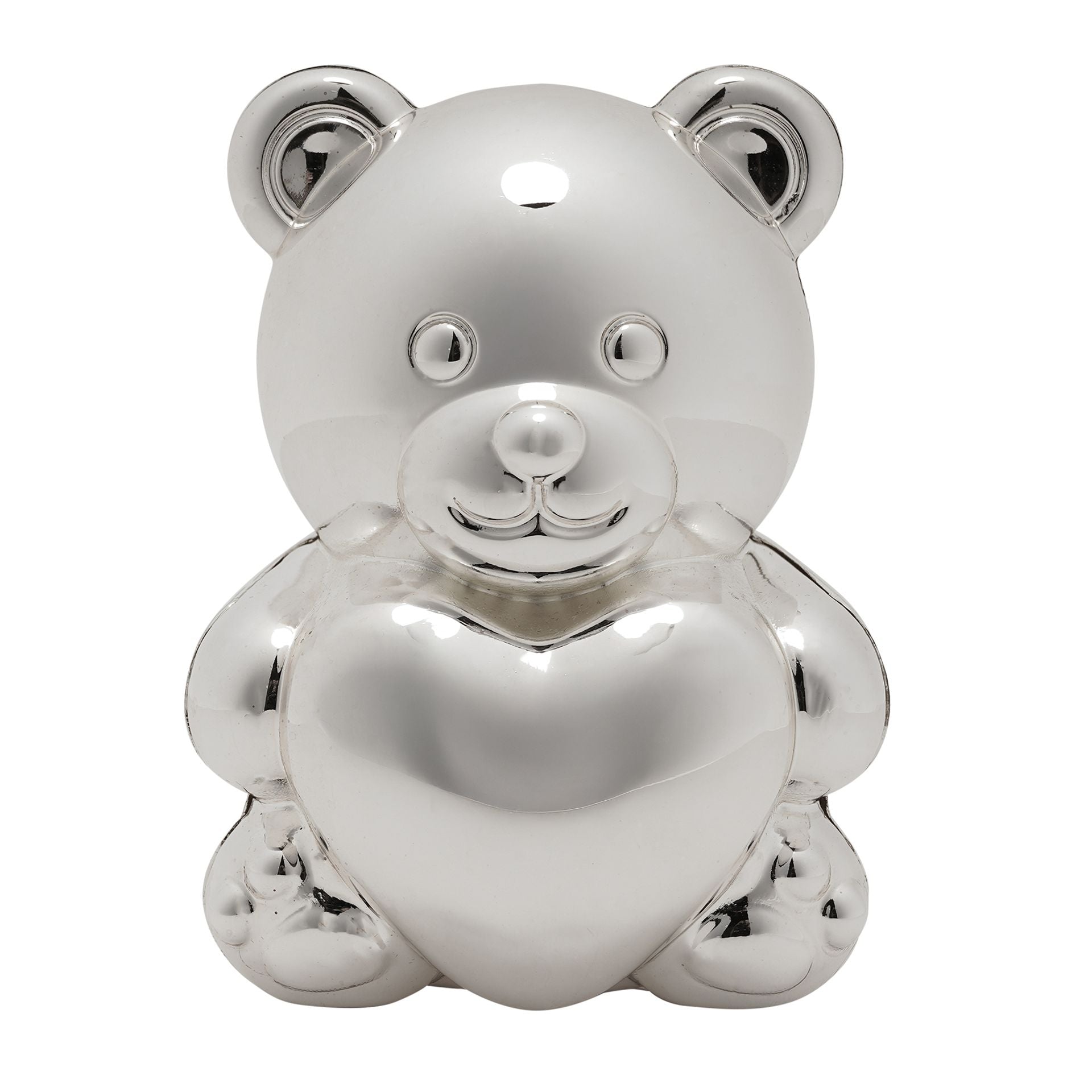 Bambino Silver Plated Money Box - Bear & Heart