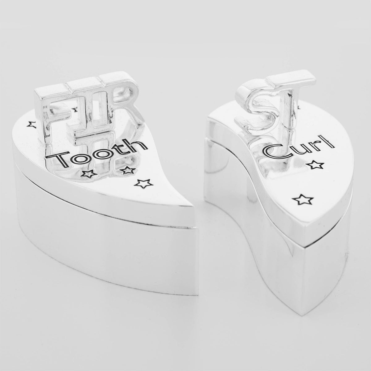 S/Plated Heart Shape First Tooth+Curl Box (Splits into 2 )