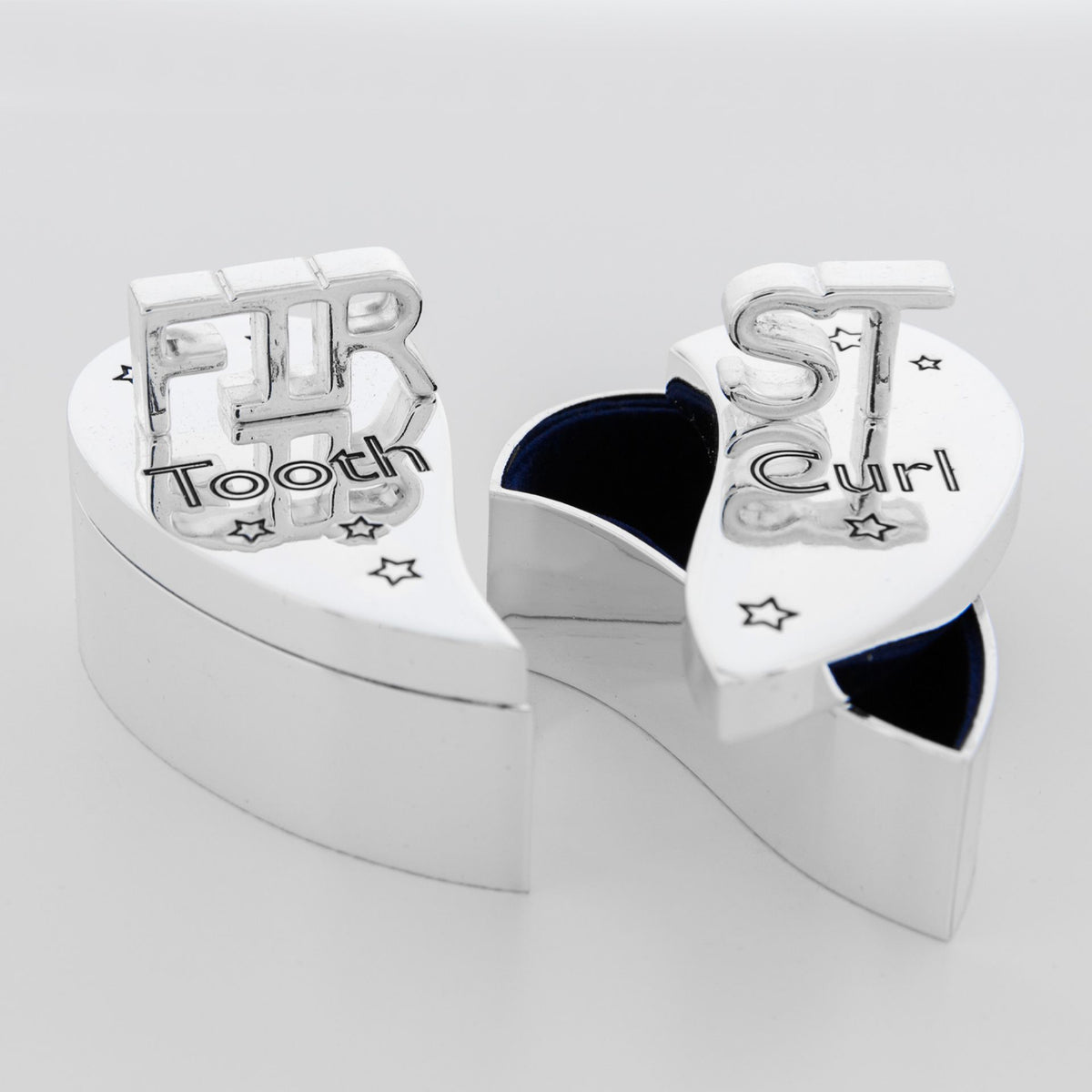 S/Plated Heart Shape First Tooth+Curl Box (Splits into 2 )