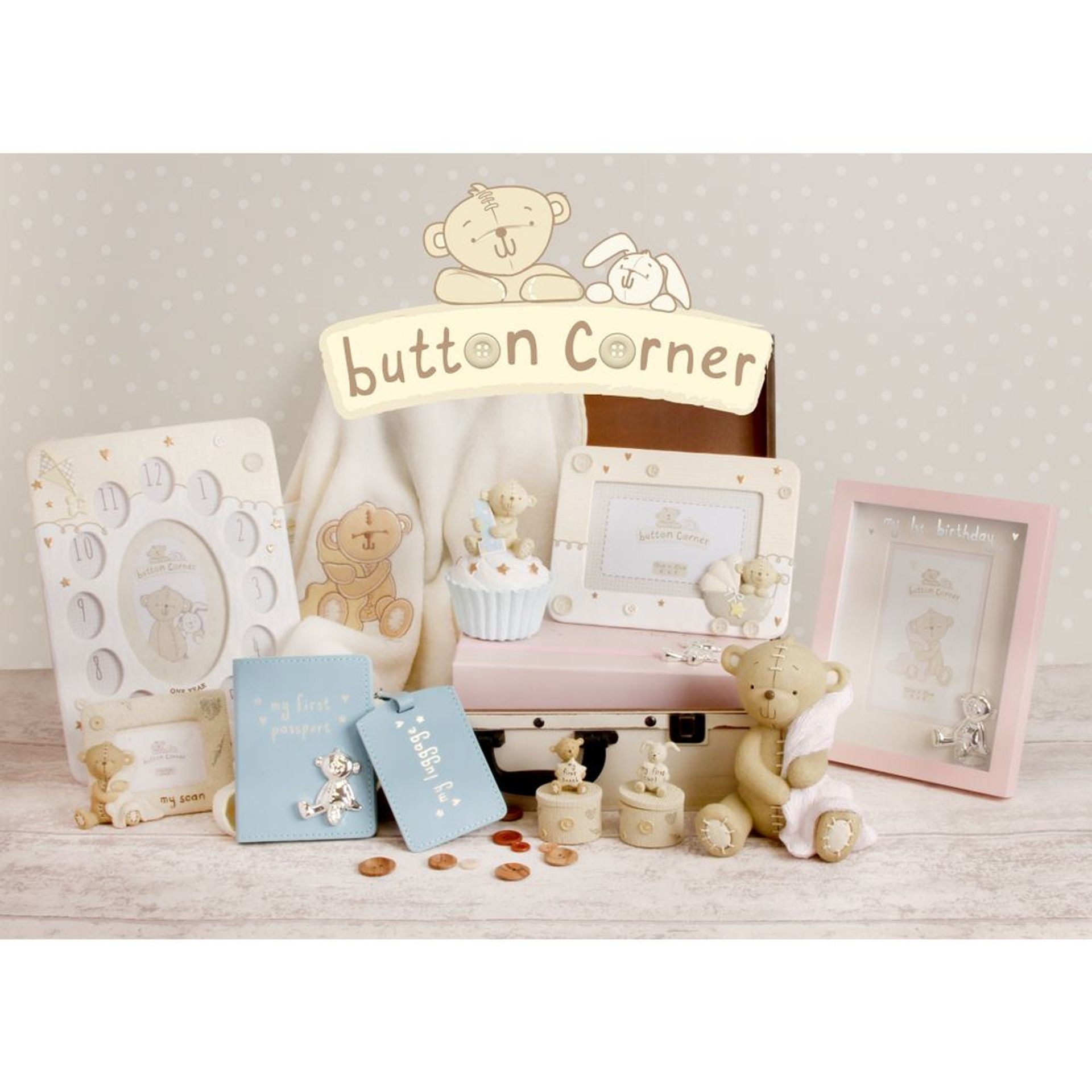 Button Corner Leatherette My First Passport Set  - Pink