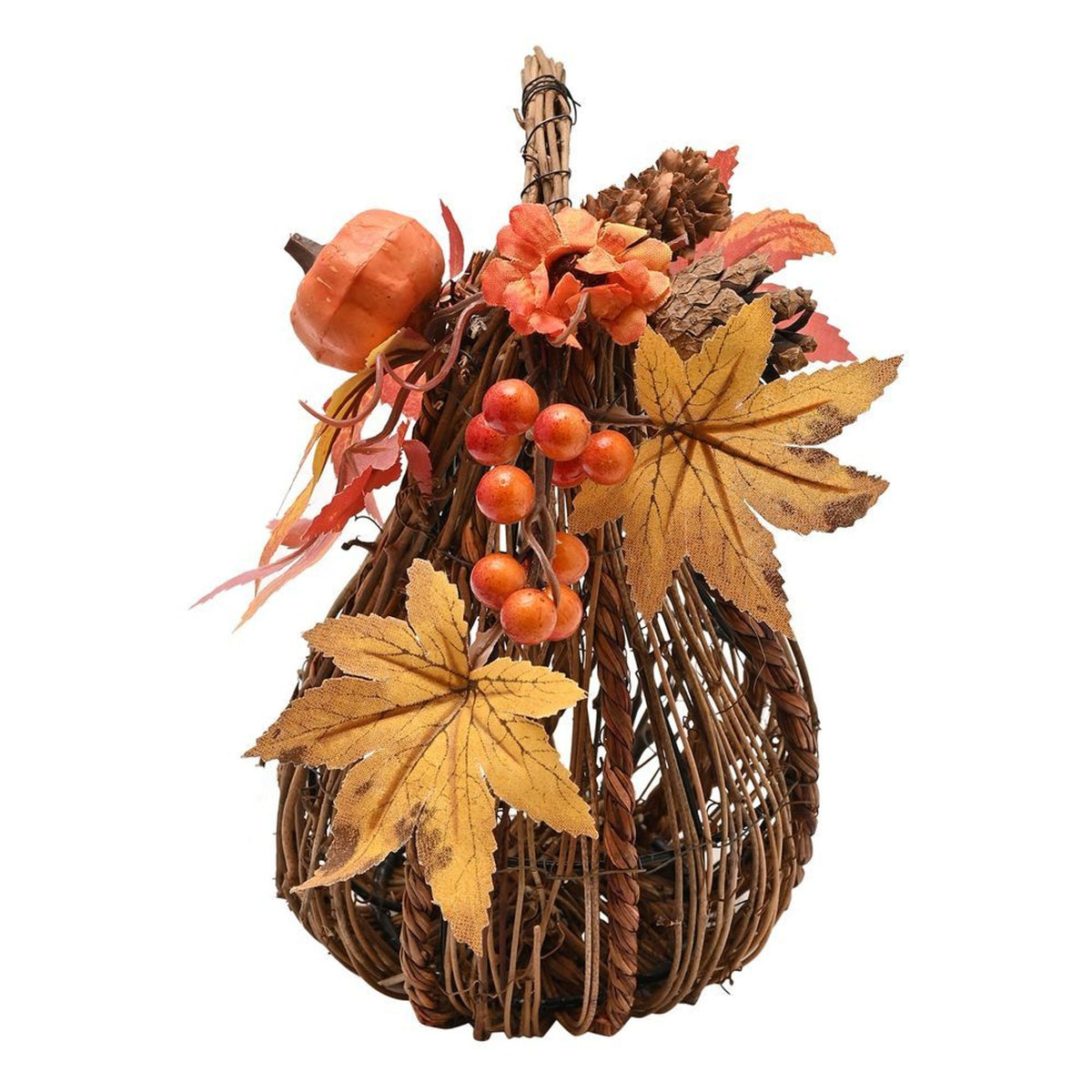 Country Living Handmade Natural Rattan Tall Pumpkin Decoration