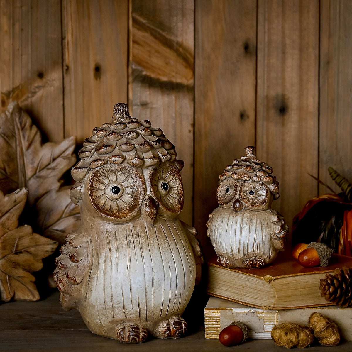 Country Living Wood Effect Resin Owl - Large
