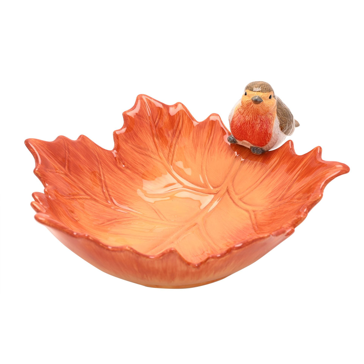 Country Living Robin On A Leaf Serving Bowl