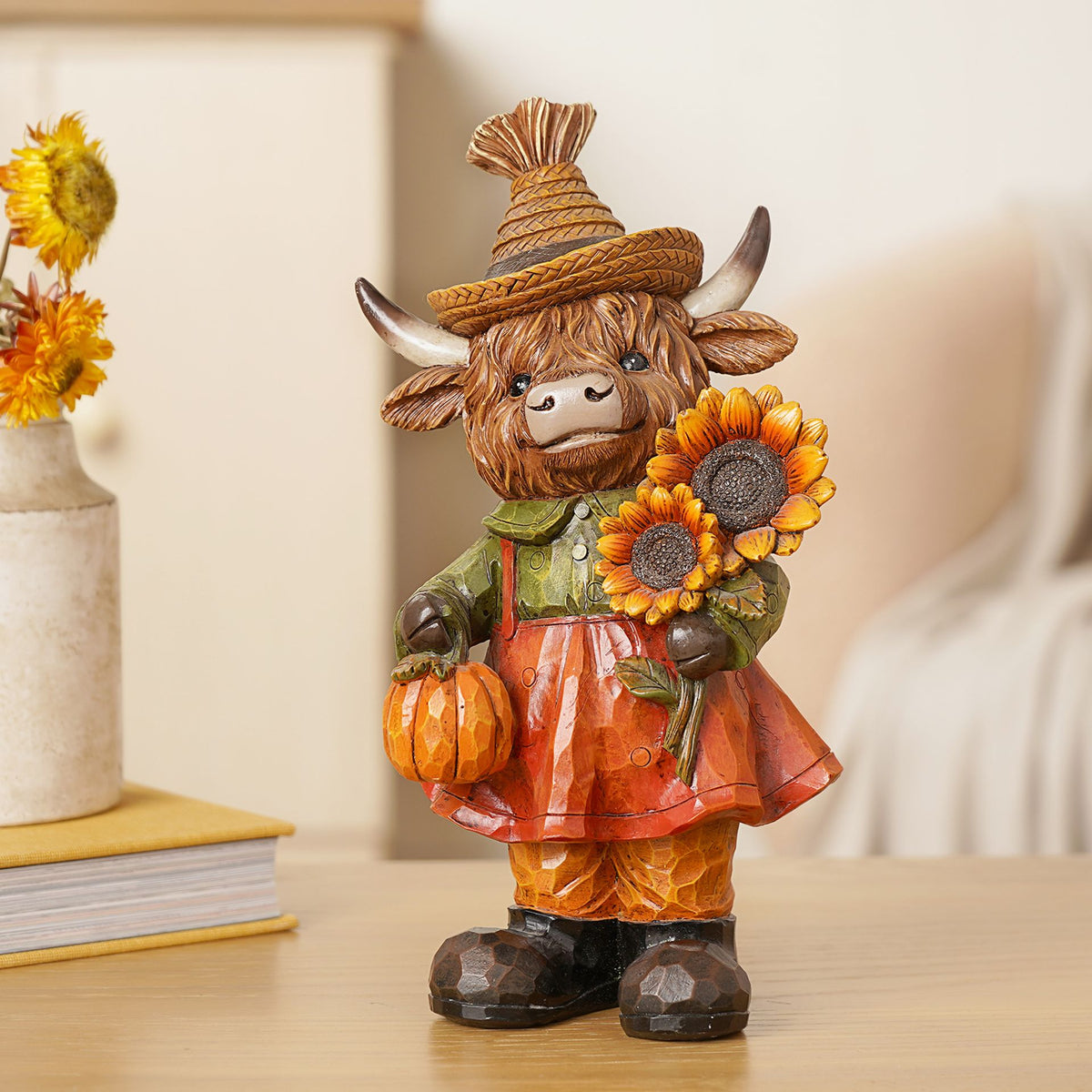 Country Living Highland Cow with Sunflowers