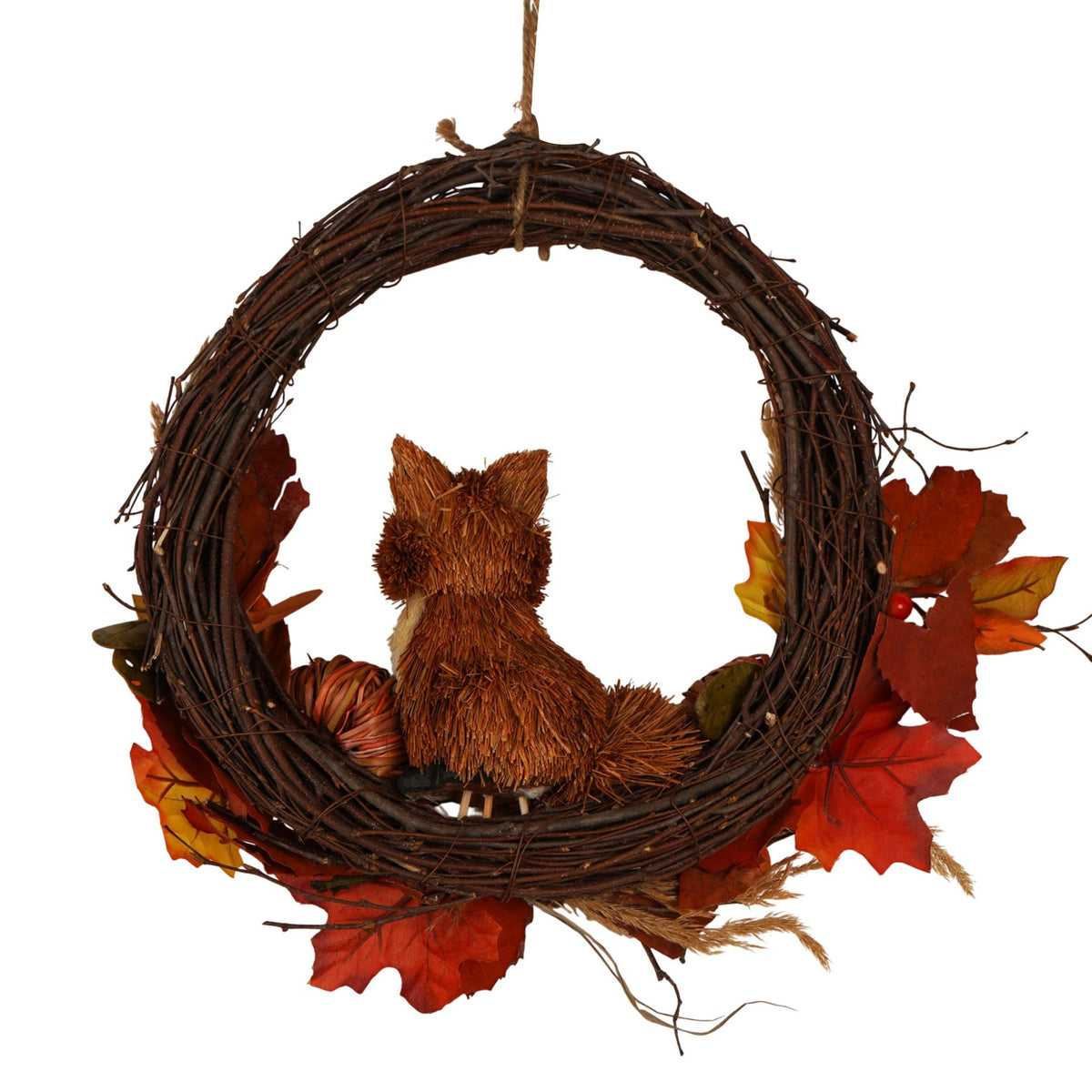 Country Living Rattan Fox Wreath - 39cm