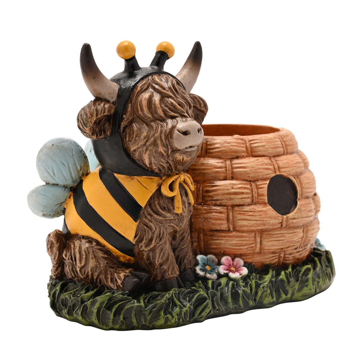 Country Living Highland Cow With Beehive Planter