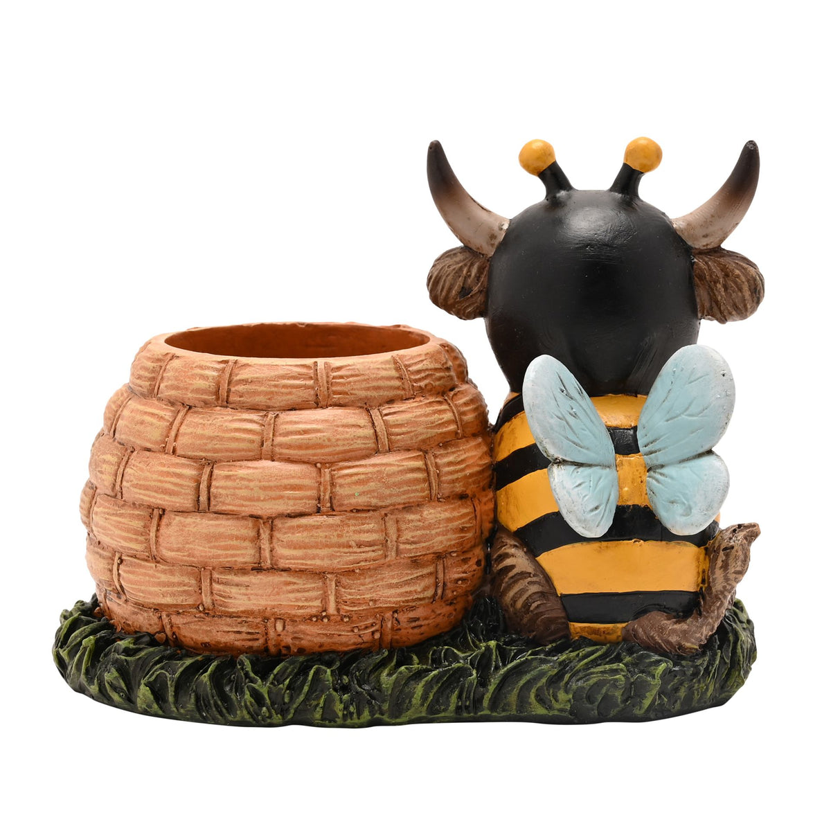 Country Living Highland Cow With Beehive Planter