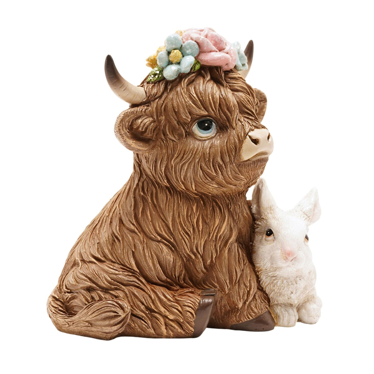Country Living Highland Cow With Spring Bunny