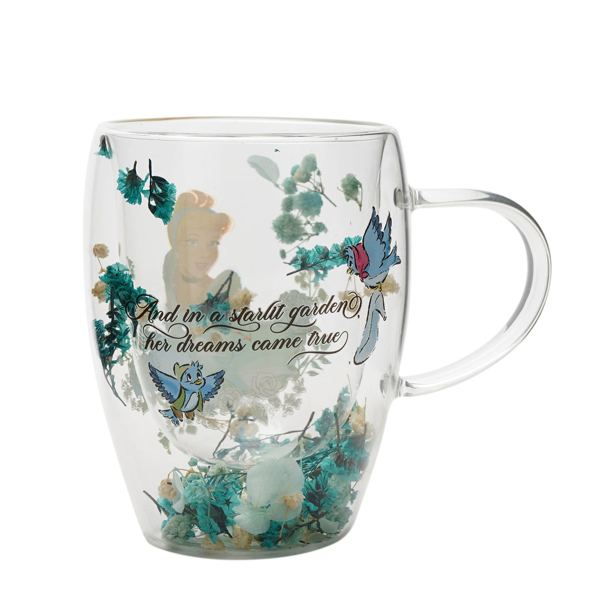 Disney Pastel Princess Floral Decorative Glass Mug - Cinderella