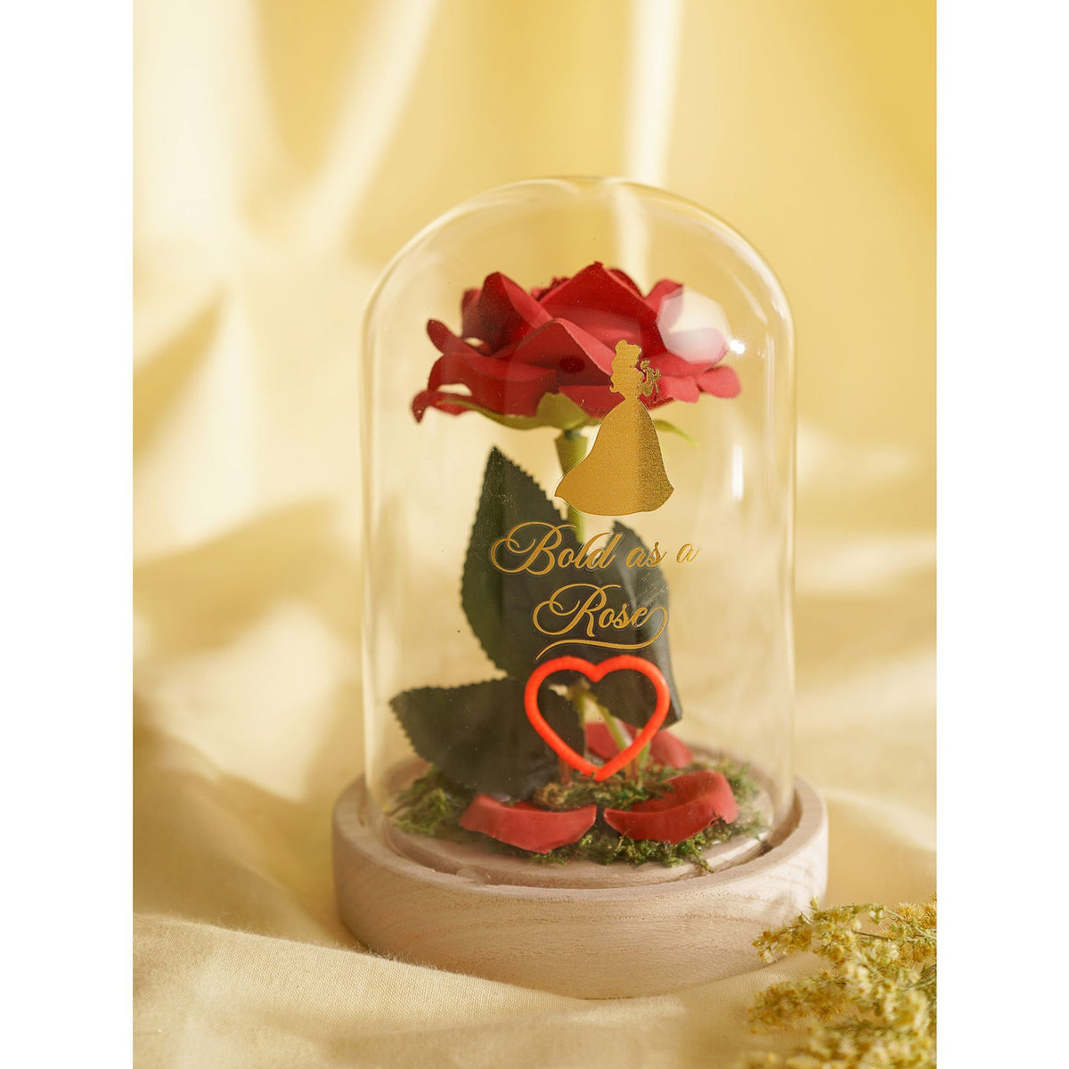 Disney Pastel Princess Florals In A Cloche With Neon Light - Belle