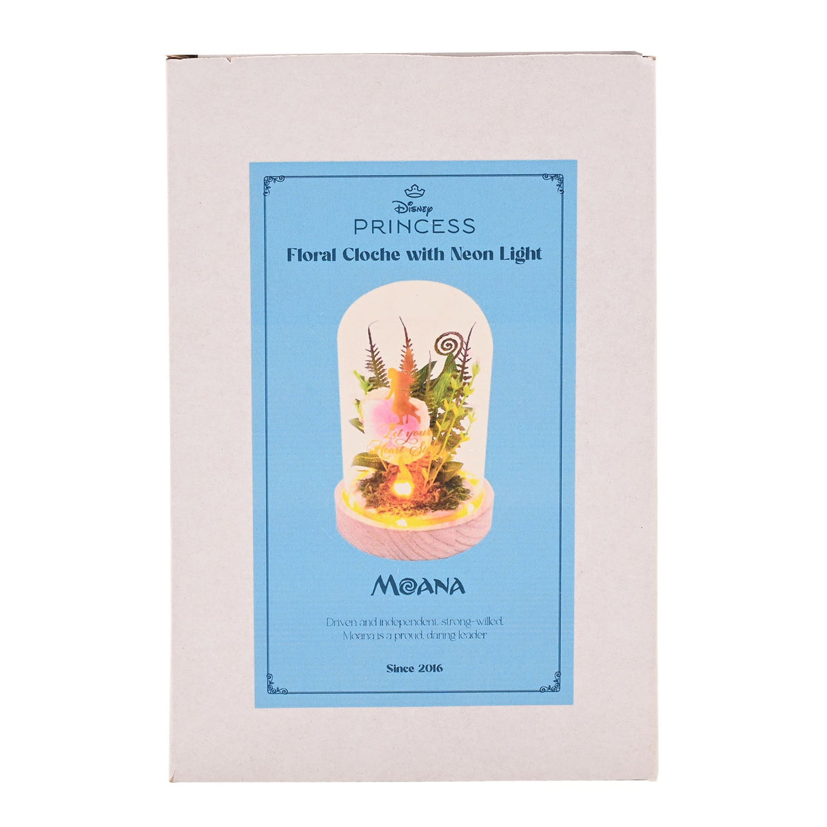 Disney Pastel Princess Florals In A Cloche With Neon Light - Moana
