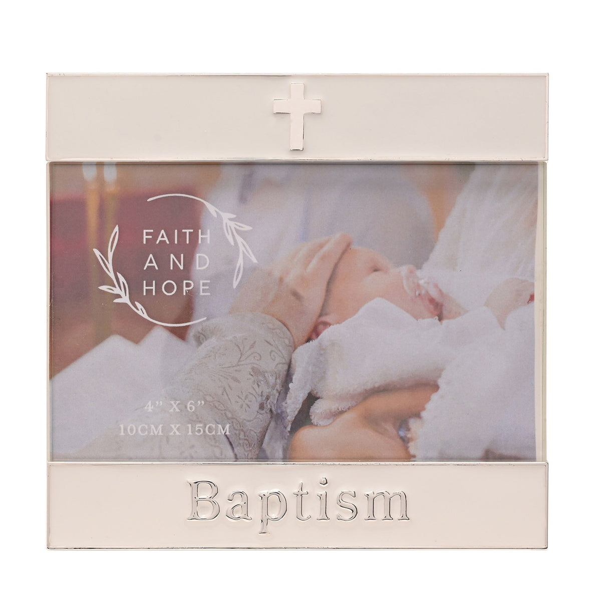 Faith & Hope Enamel & Silver Frame - Baptism