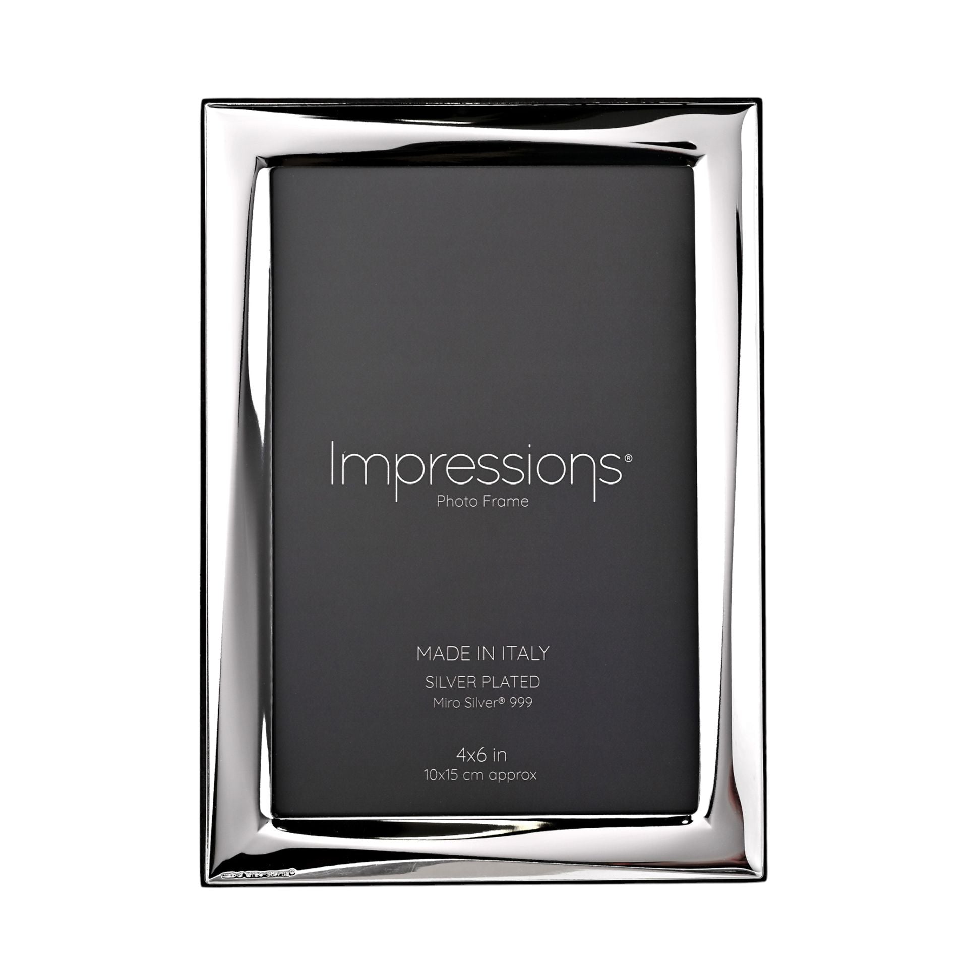 Impressions 999 Silver Narrow Twist Photo Frame 4" x 6"  Wood Back Made In Italy