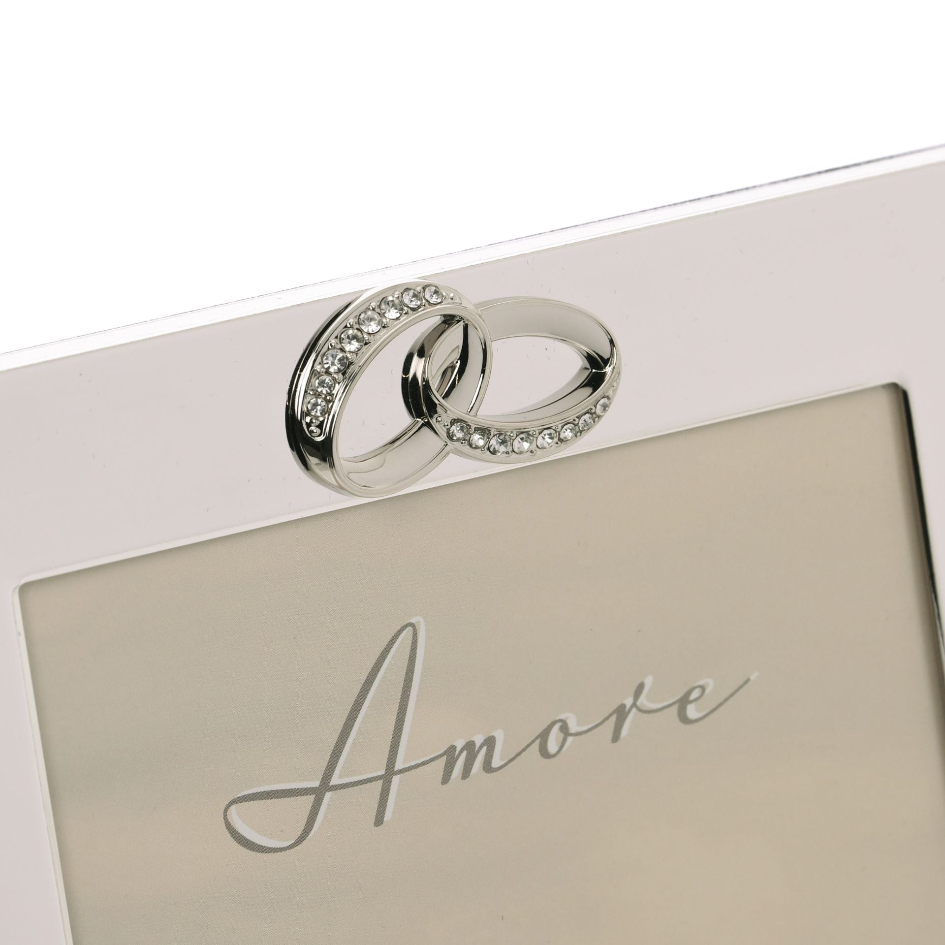 Amore Silver Plated Frame with Crystal Rings/Plain 5" x 7"
