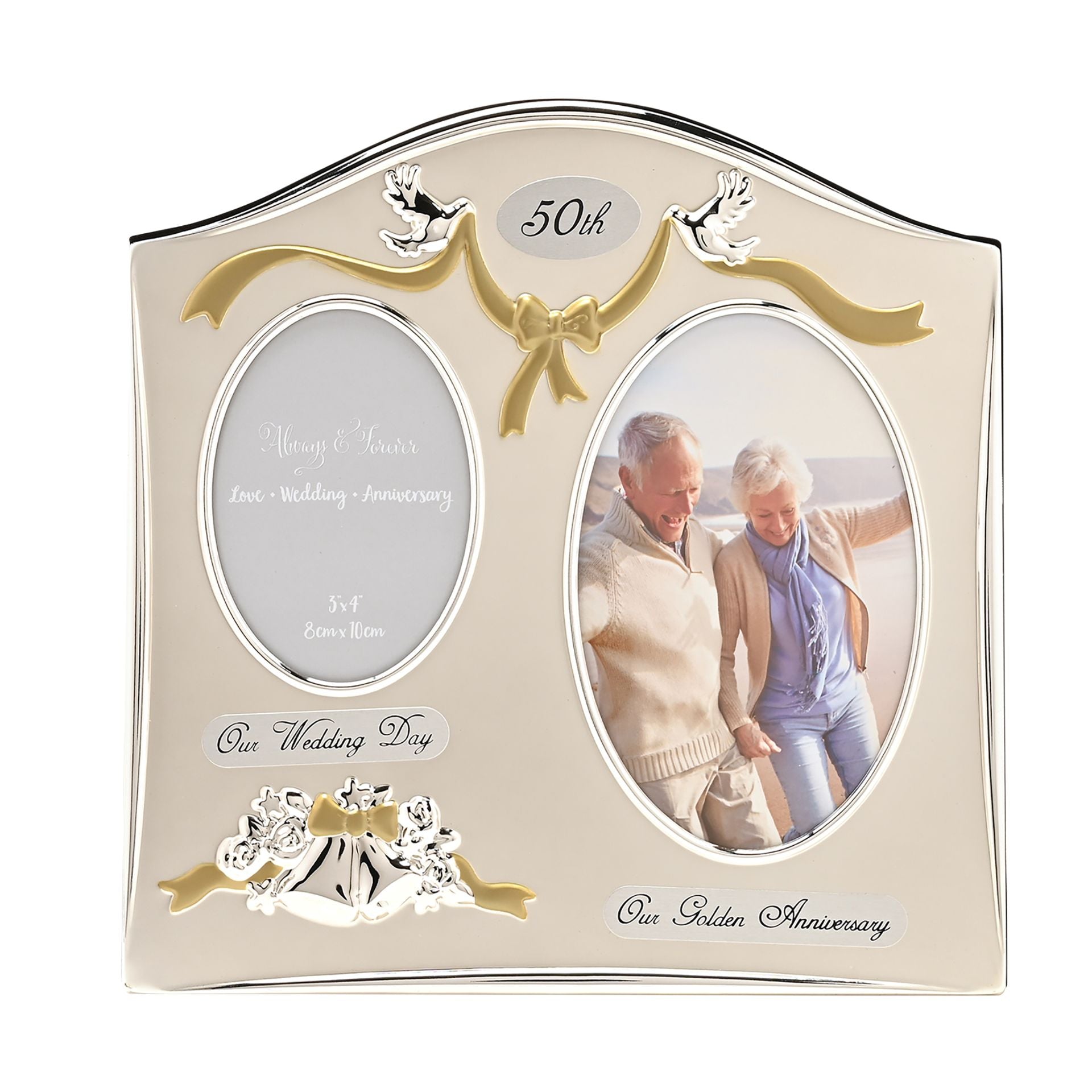 Photo Frame 2Tone S/Plated Double Anniversary - 50th