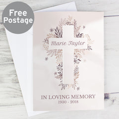 Personalised Floral Cross Card