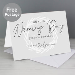 Personalised Truly Blessed Naming Day Card