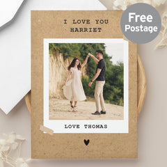Personalised Rustic Polaroid Photo Upload Card