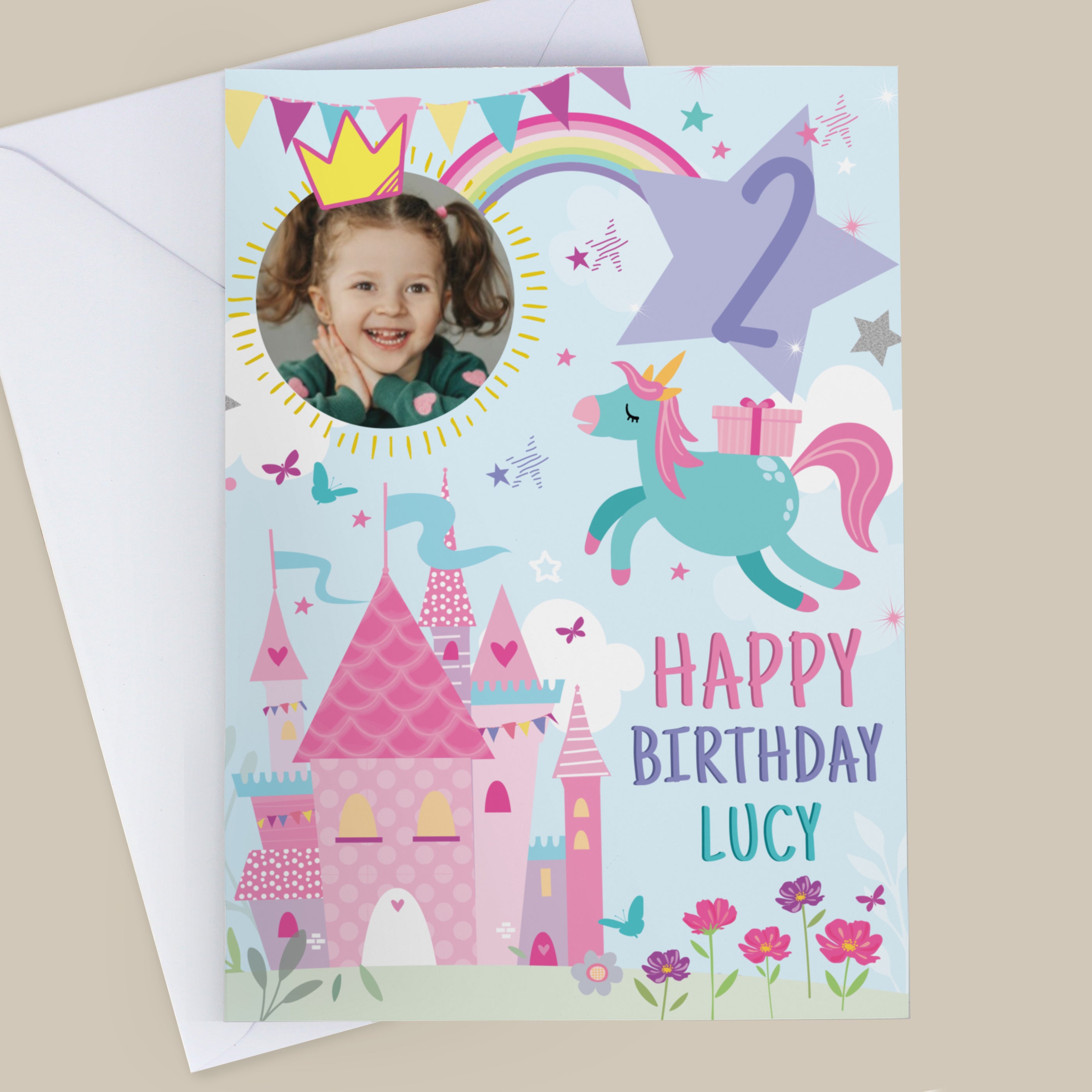 Personalised Photo Upload Princess Birthday Card