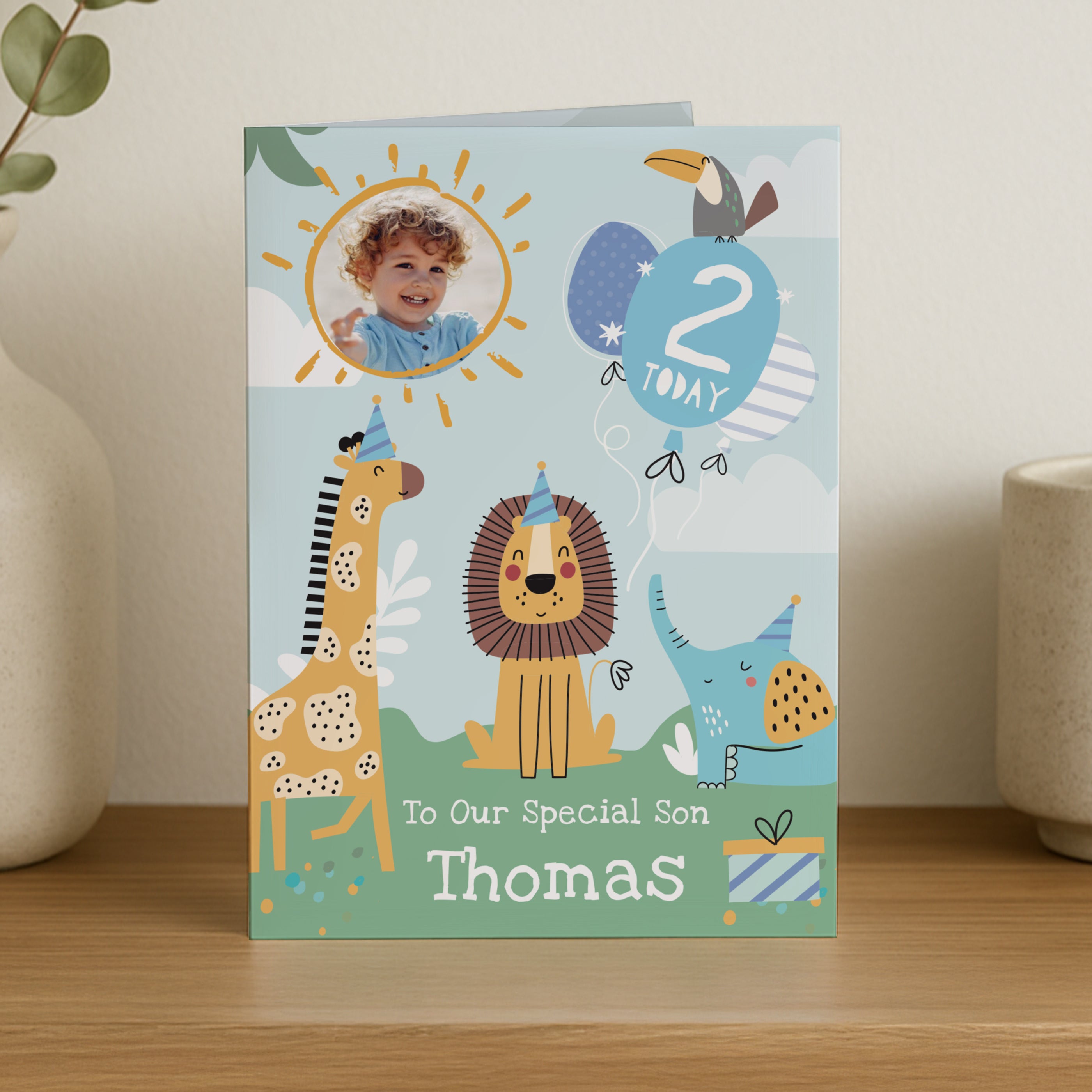 Personalised Photo Upload Animals Birthday Card