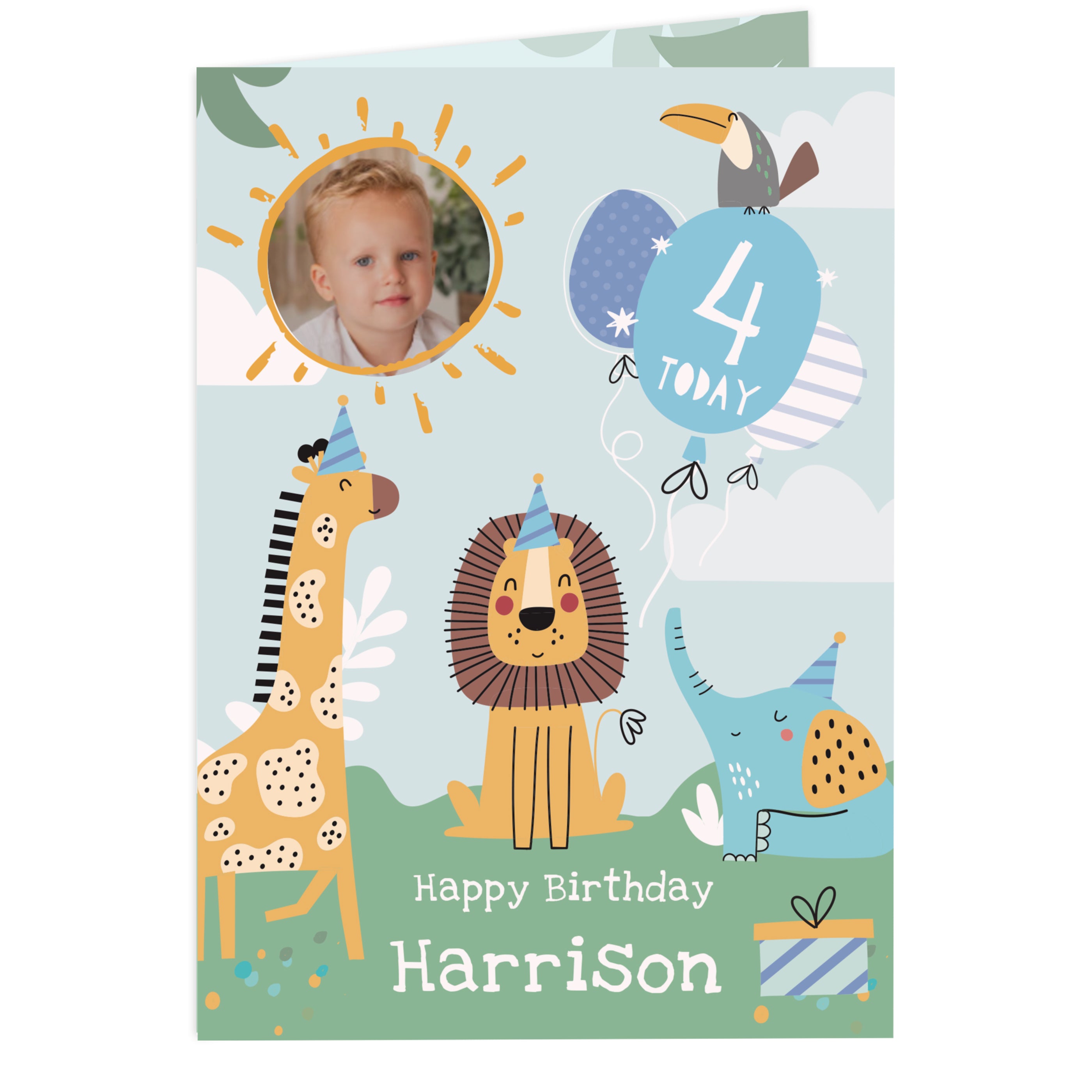 Personalised Photo Upload Animals Birthday Card