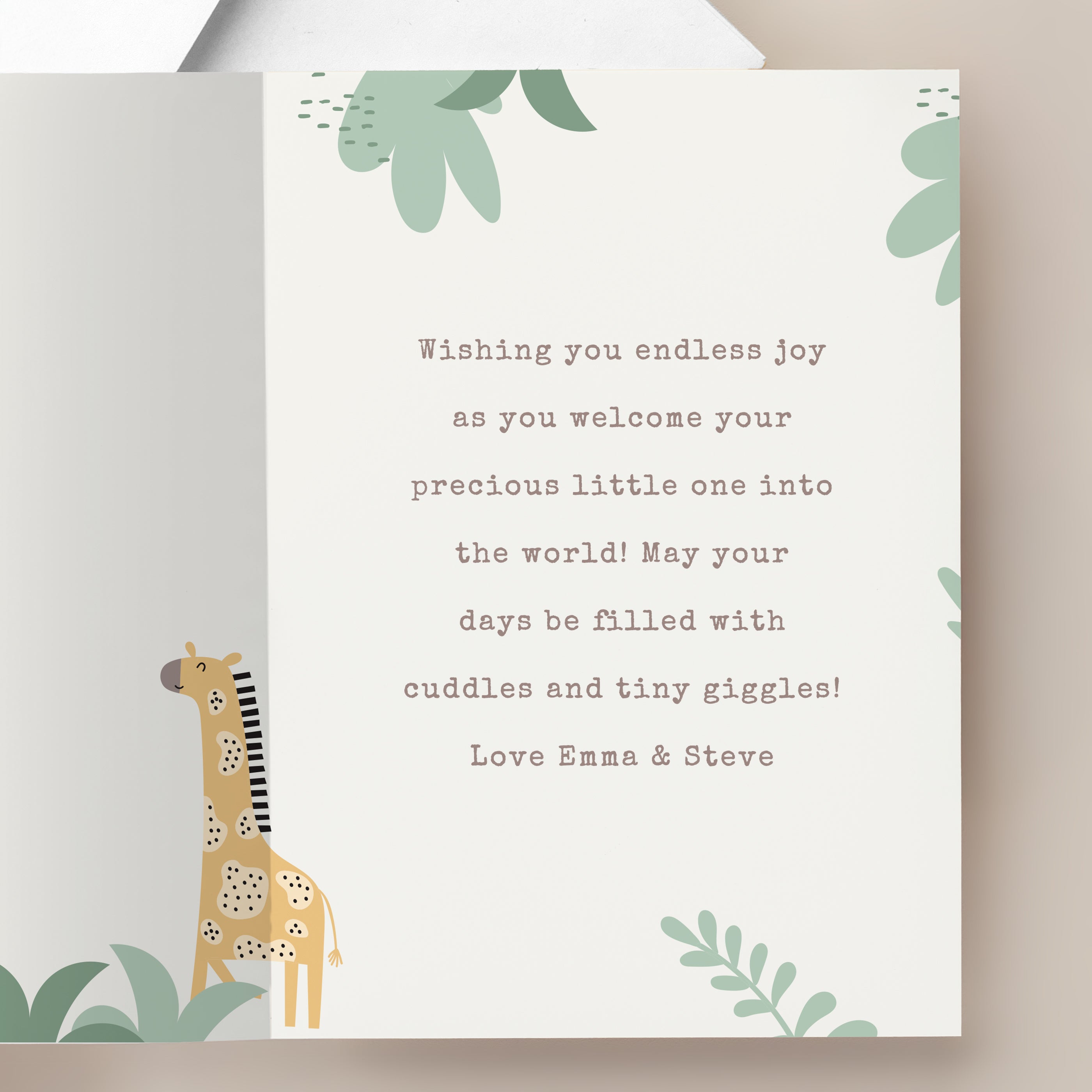 Personalised Photo Upload Safari New Baby Card