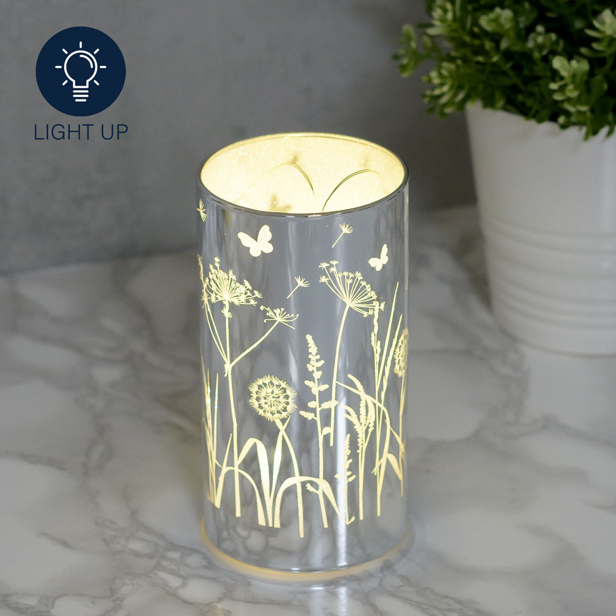 Glass Flower Design Tube with LED Lights 15cm
