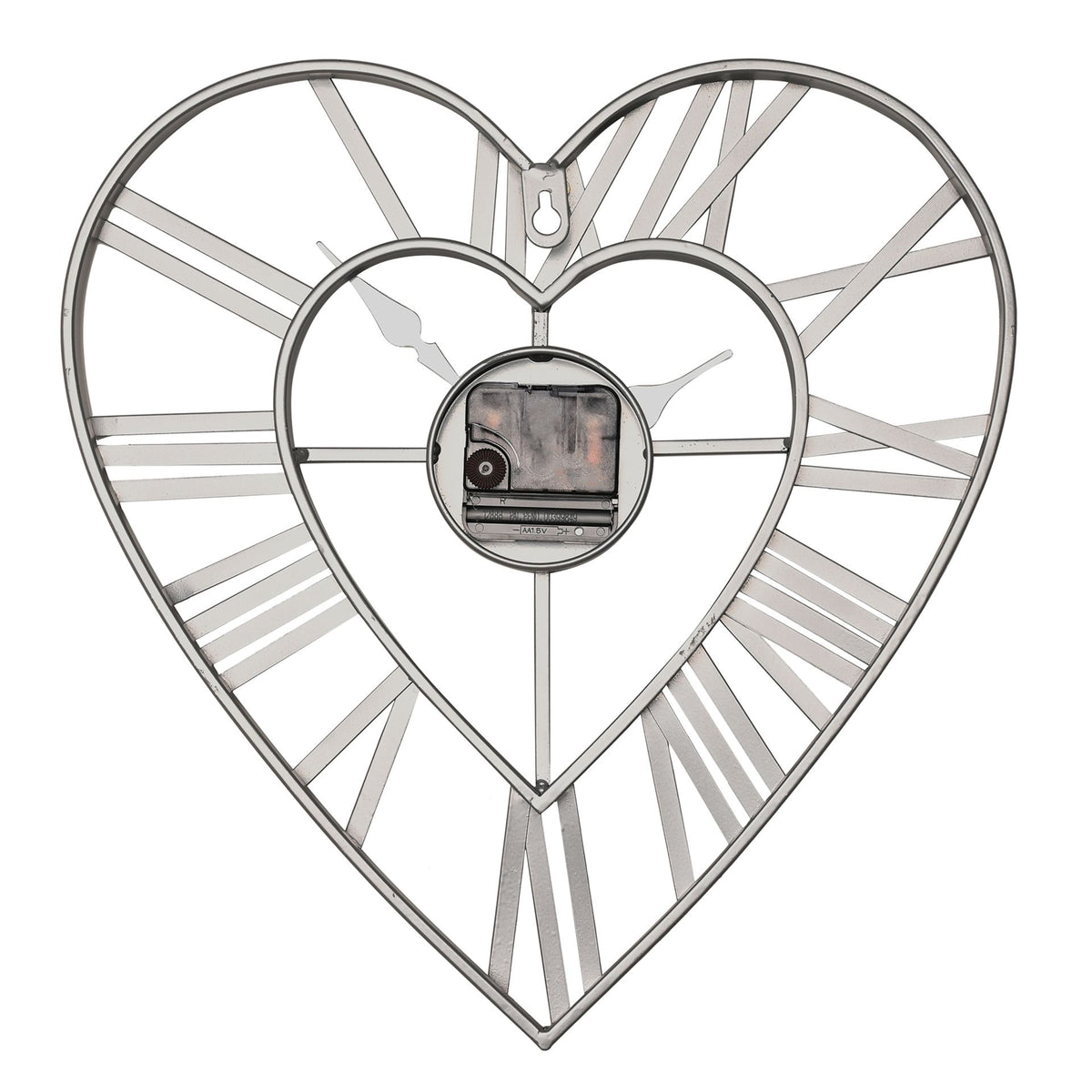 Metal Heart Grey Wall Clock