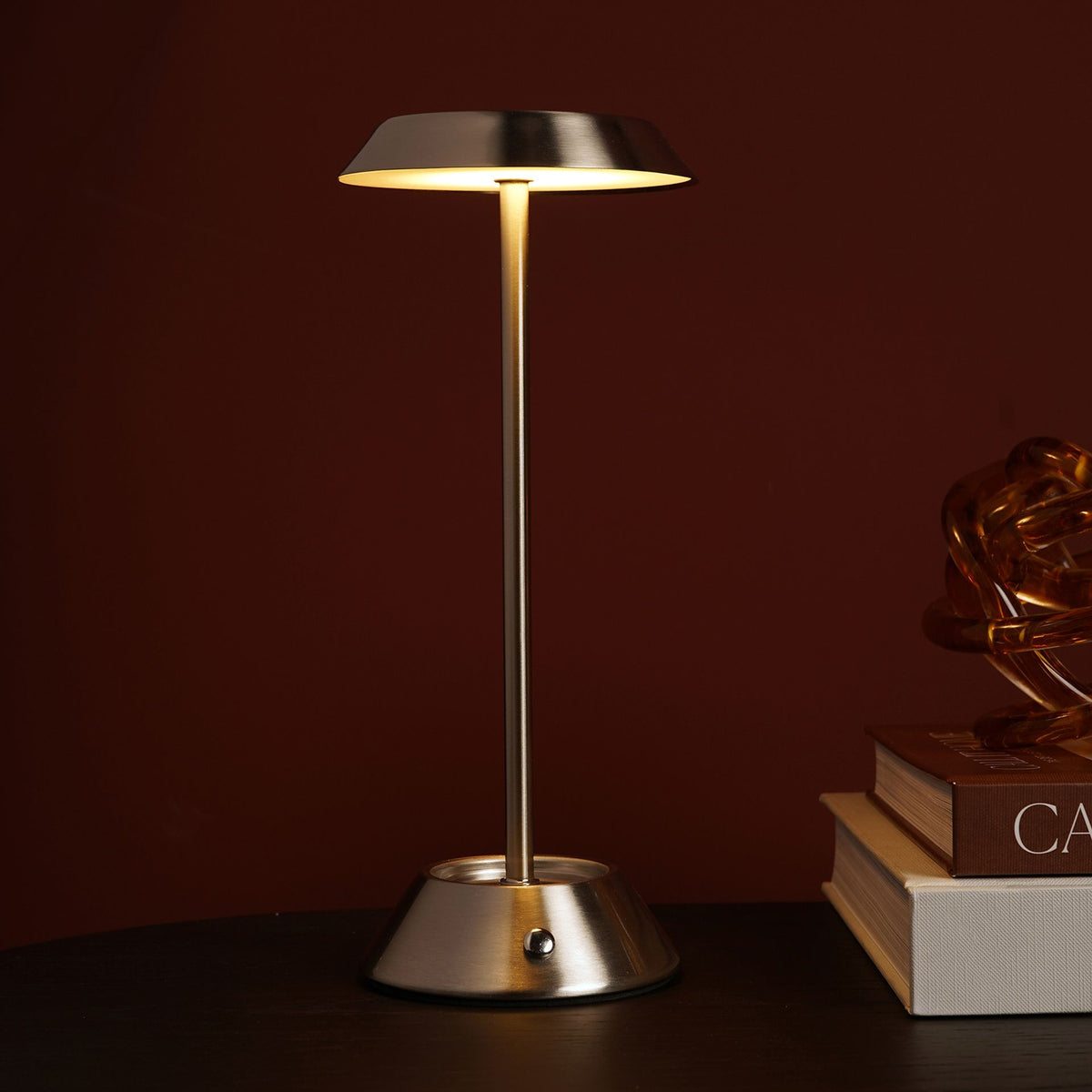 Hestia Silver USB LED Touch Table Lamp