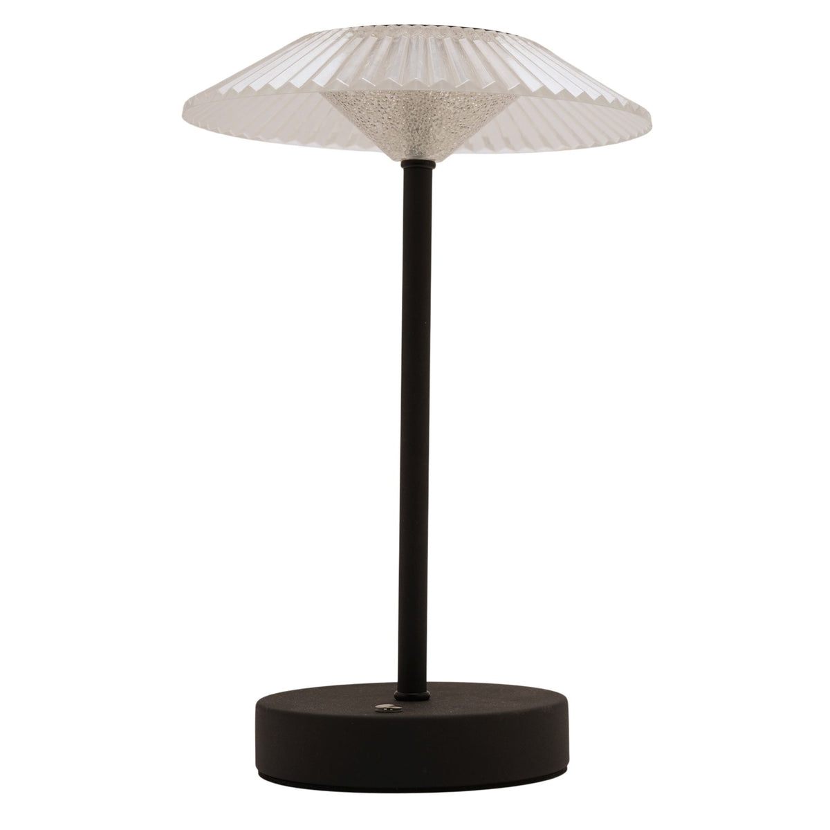Hestia Black Ribbed Glass USB LED Touch Table Lamp