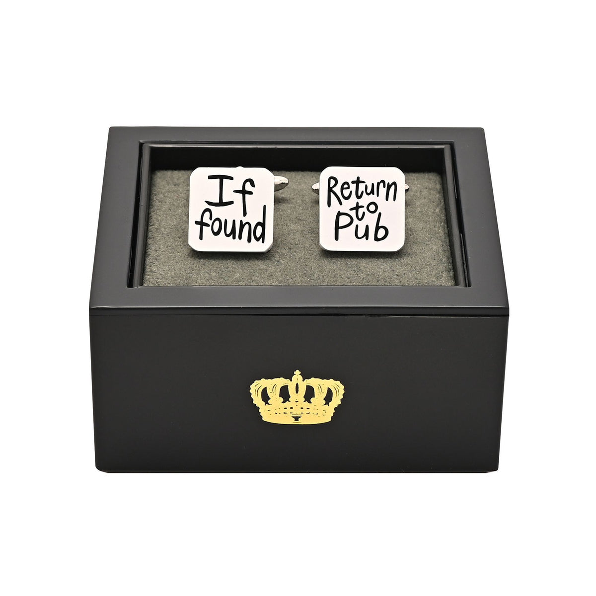 Harvey Makin Brushed 'If Found' 'Return To Pub' Cufflinks