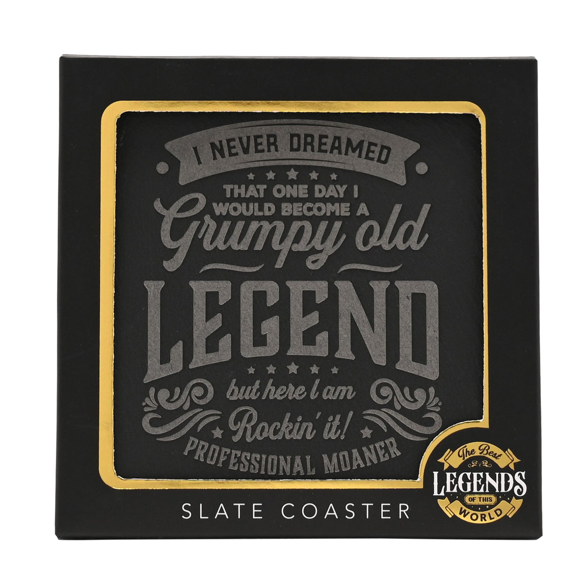 Harvey Makin Legend Slate Coaster - Grumpy