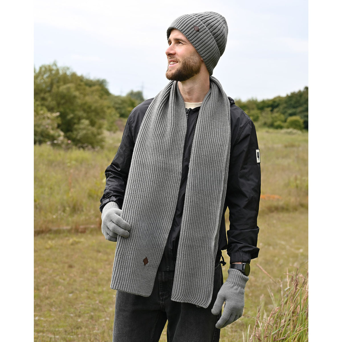 Harvey Makin Layers Hat, Gloves and Scarf Gift Set - Grey