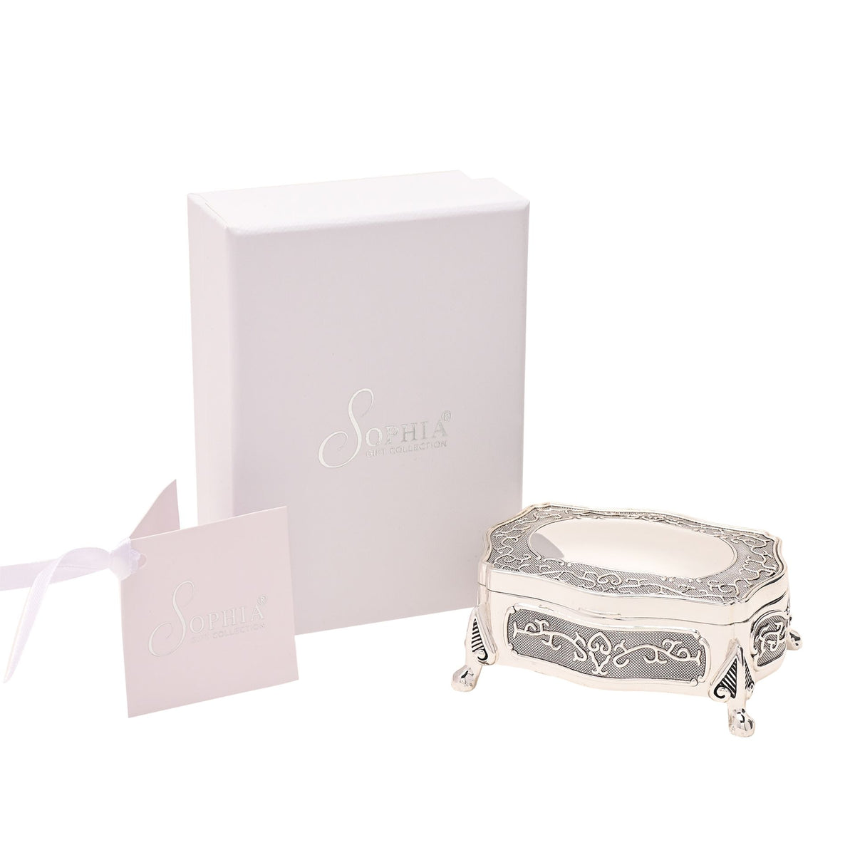 Sophia  G/Boxed S/P Trinket Oblong/Wavy with feet