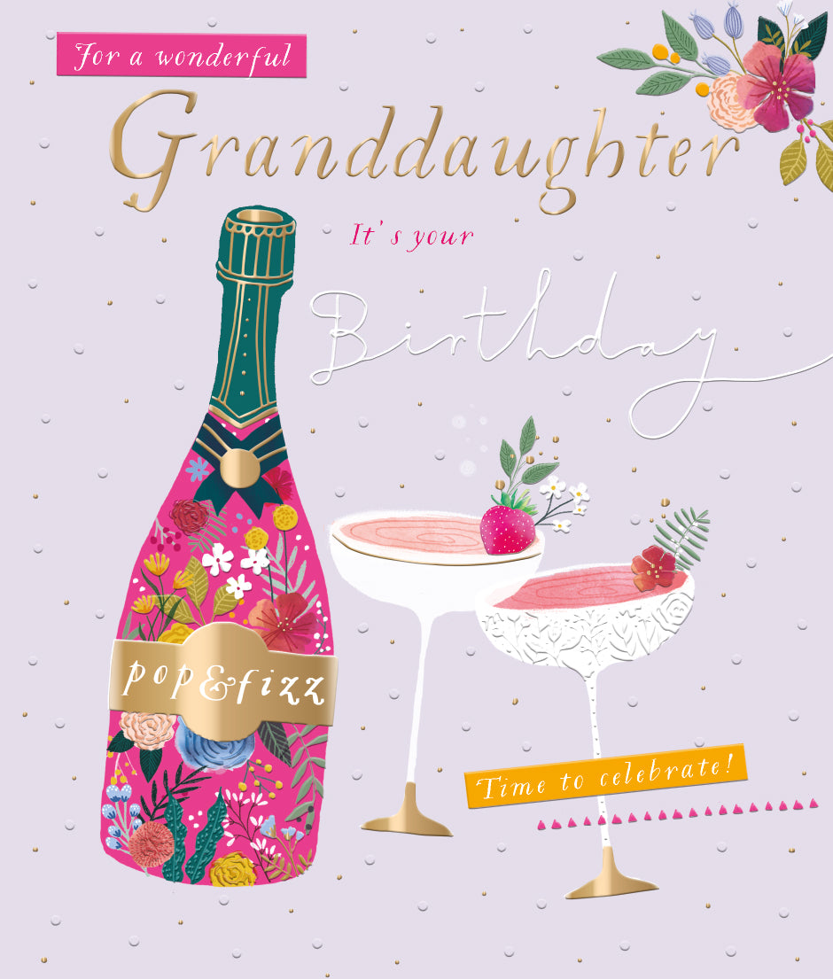 Granddaughter Birthday Card - Pop & Fizz Celebrations