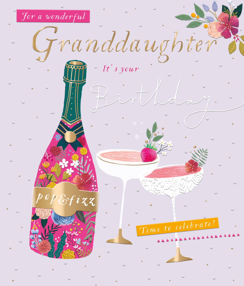 Granddaughter Birthday Card - Pop & Fizz Celebrations