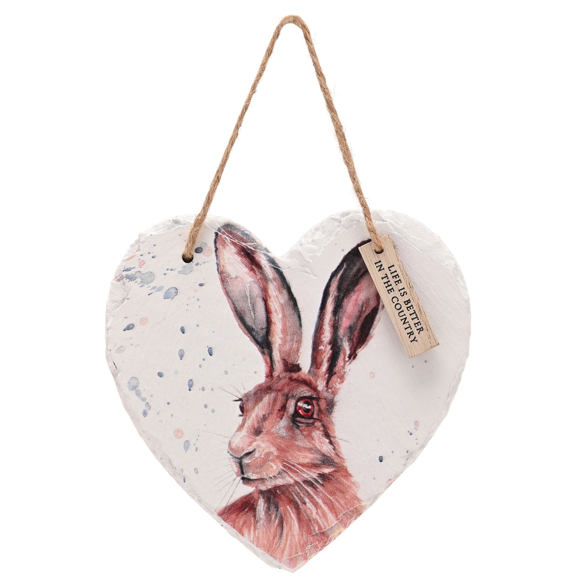 Meg Hawkins Slate Hanging Heart - Hare