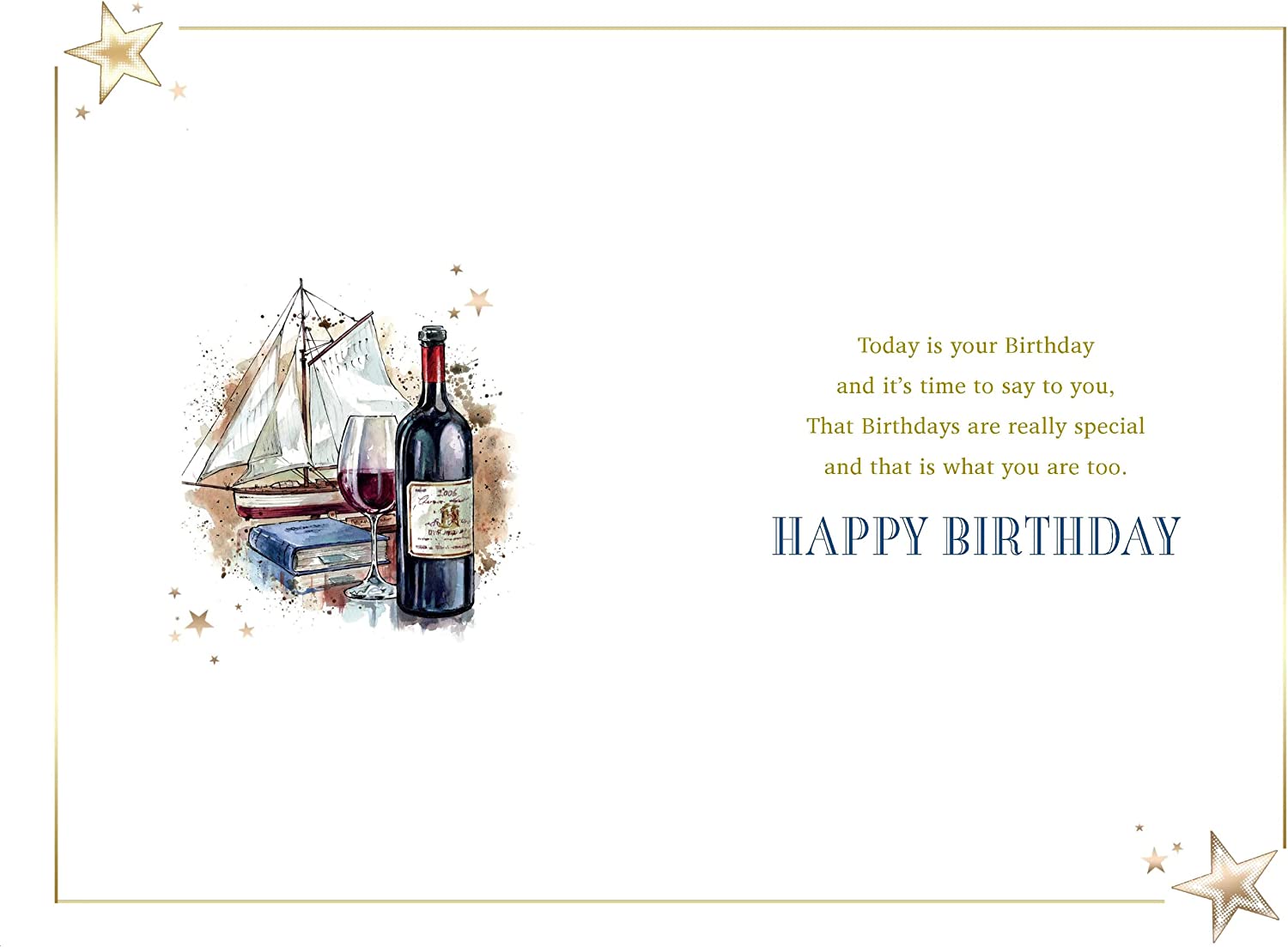 Great-Granddad Birthday Card - Boating, Wine and Books
