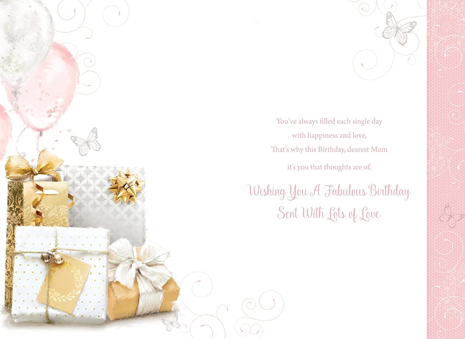 Mum Birthday Card - Golden Treats And Balloons