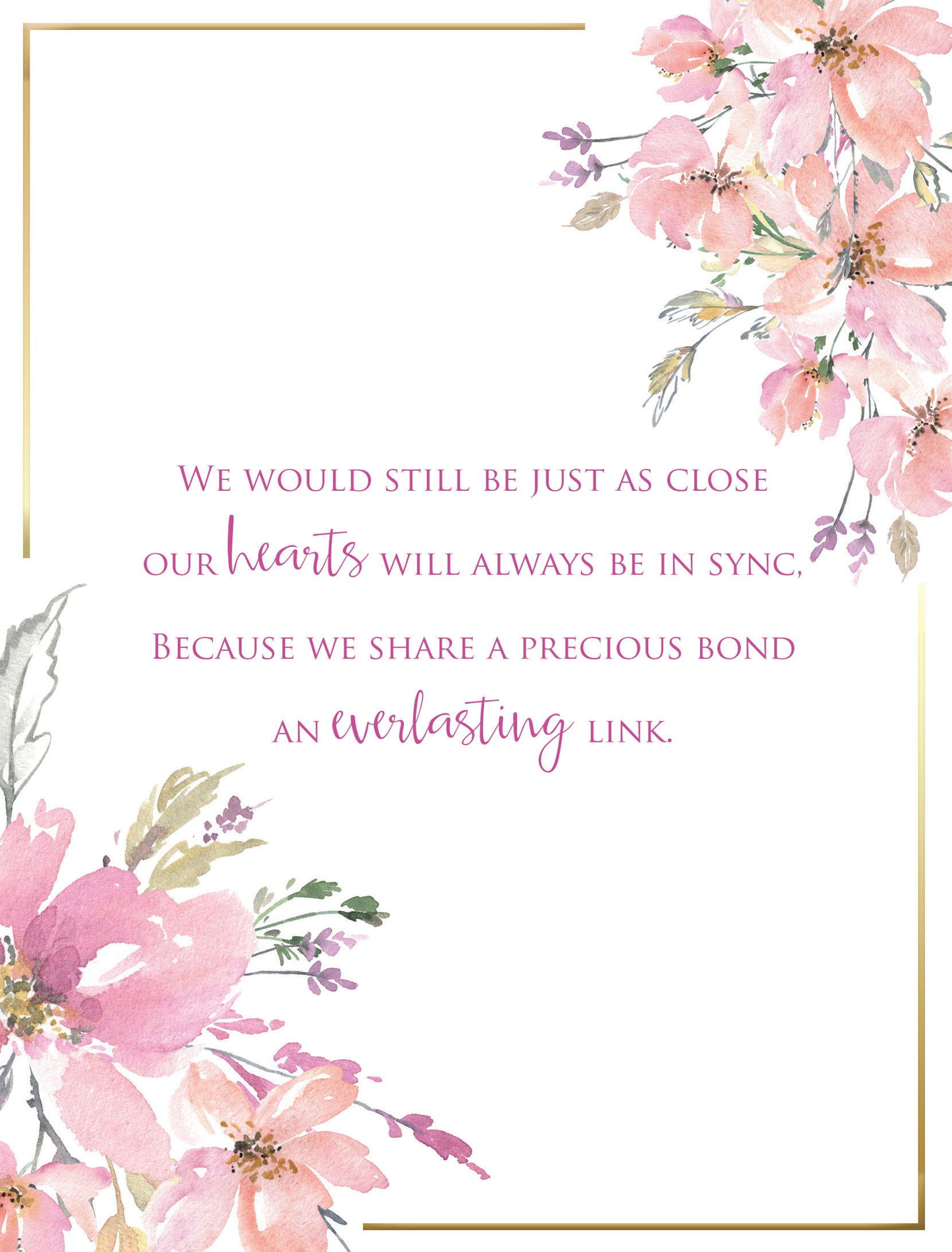 Friendship Birthday Card - Blush Pink Florals Of Friendship