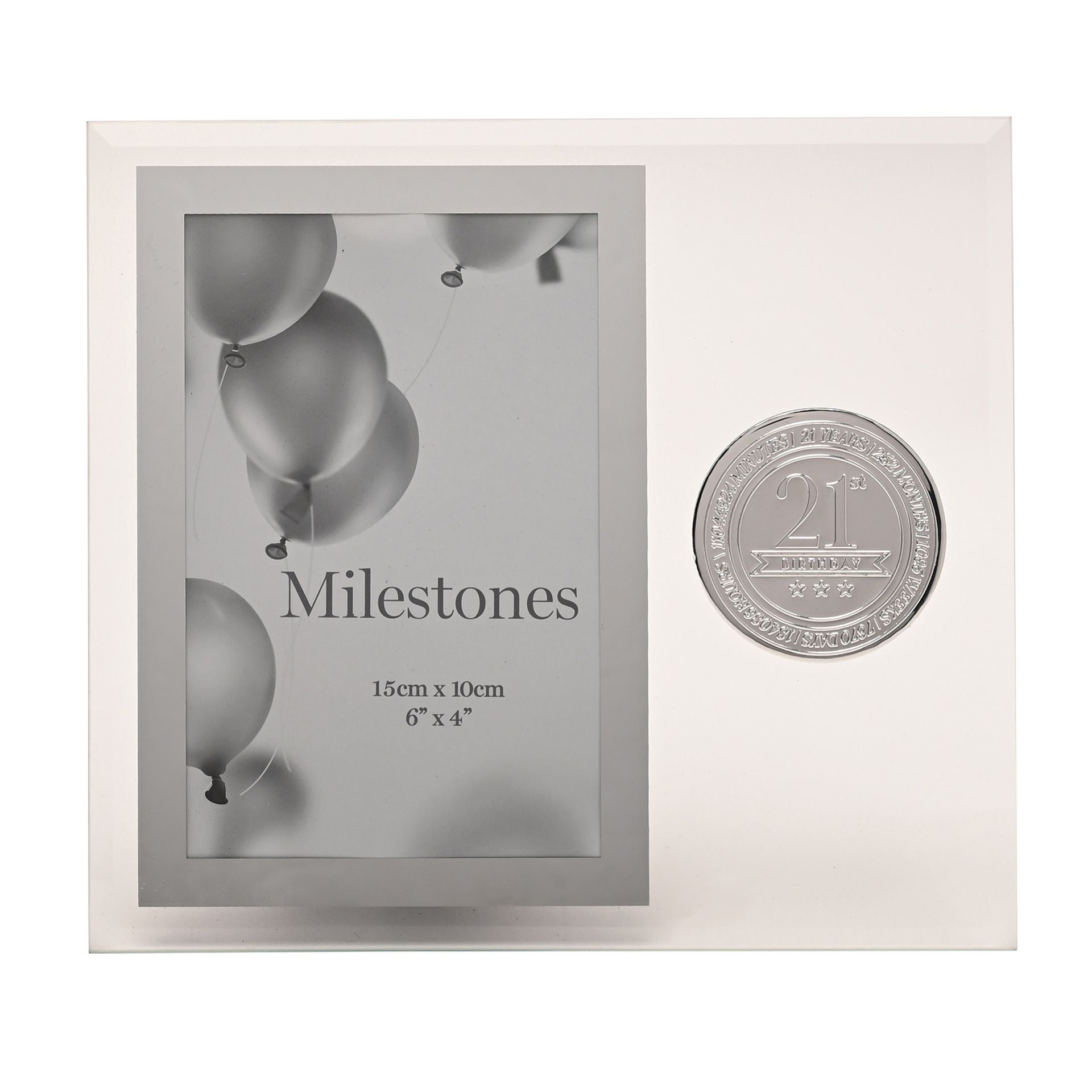 Milestones Glass Frame with Metal Badge 4" x 6" - 21