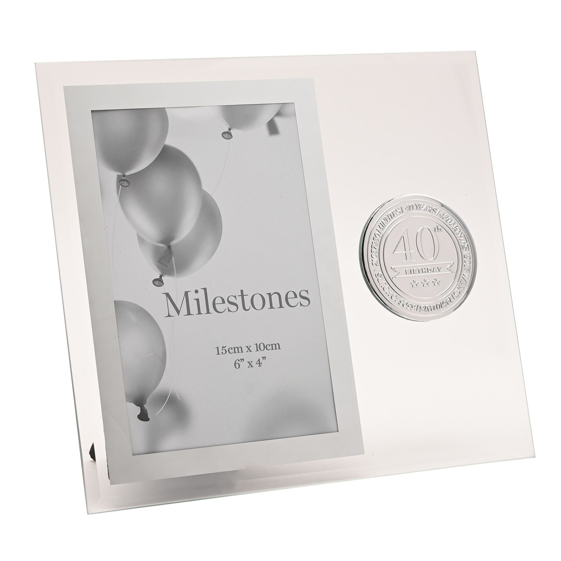 Milestones Glass Frame with Metal Badge 4" x 6" - 40